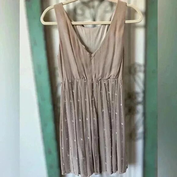 Taupe chiffon crystal encrusted formal dress. Size 6 from London. - Picture 10 of 11